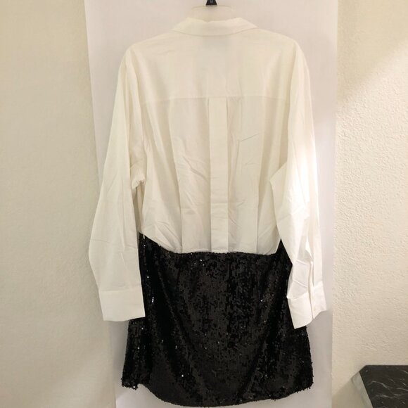 NEW Anthropologie Mare Women sz XL Buttondown 2 in 1 Sequin Mini Shirt Dress - Picture 9 of 16